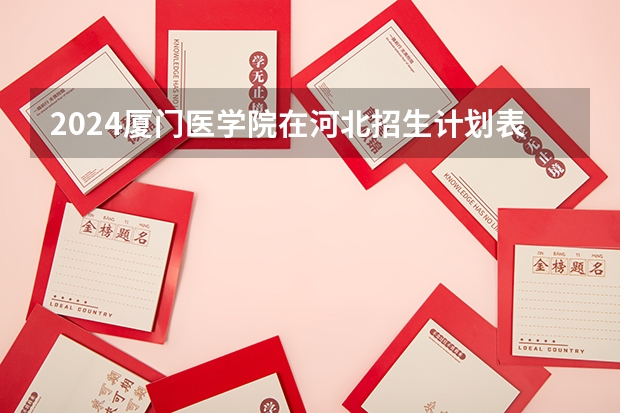 2024厦门医学院在河北招生计划表